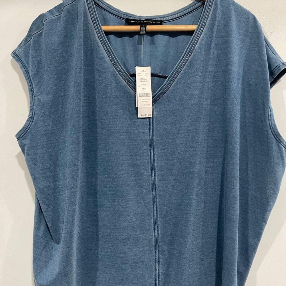 NWT WHBM Blue Sequin Blouse Size Large